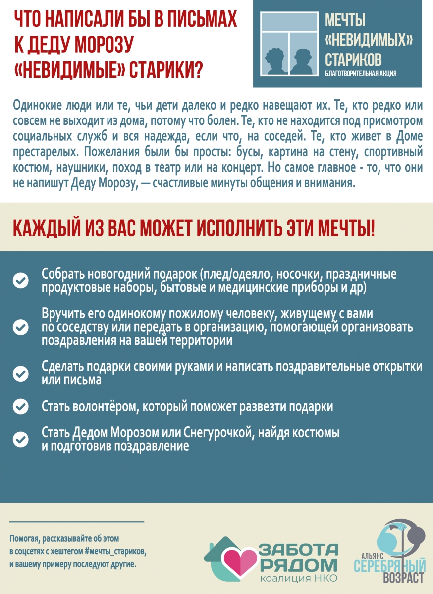 В регионе стартует благотворительная акция «Мечты «невидимых» стариков»